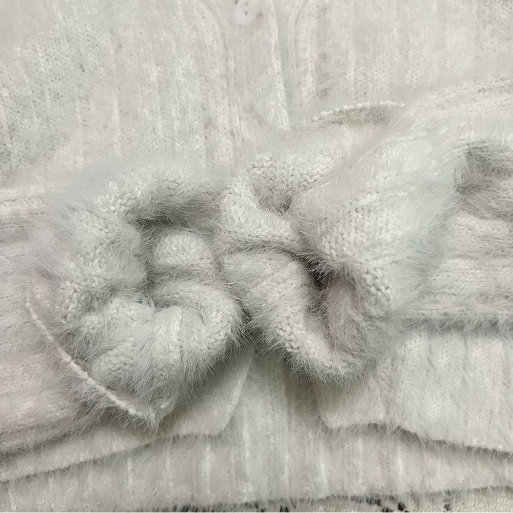 Garage White Fuzzy Women's Cardigan - Picture 6 of 8